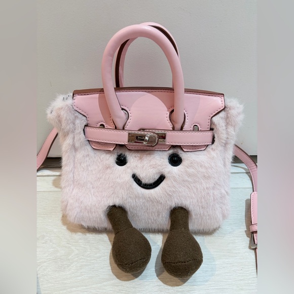 Jellycat Birkin Pink Plush Furry Mini Bag - Picture 2 of 7